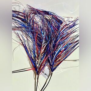 Floral Pick Set 2 Decor Metallic Plumes American Flag July 4 USA RWB NEW